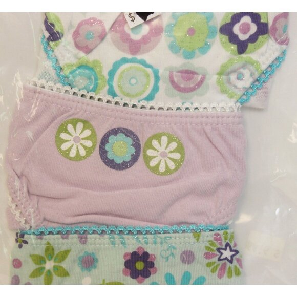 NEW Gap Panties 3 pairs Underwear girls S 6-7 Purple Flowers Stripes Briefs - Picture 4 of 6